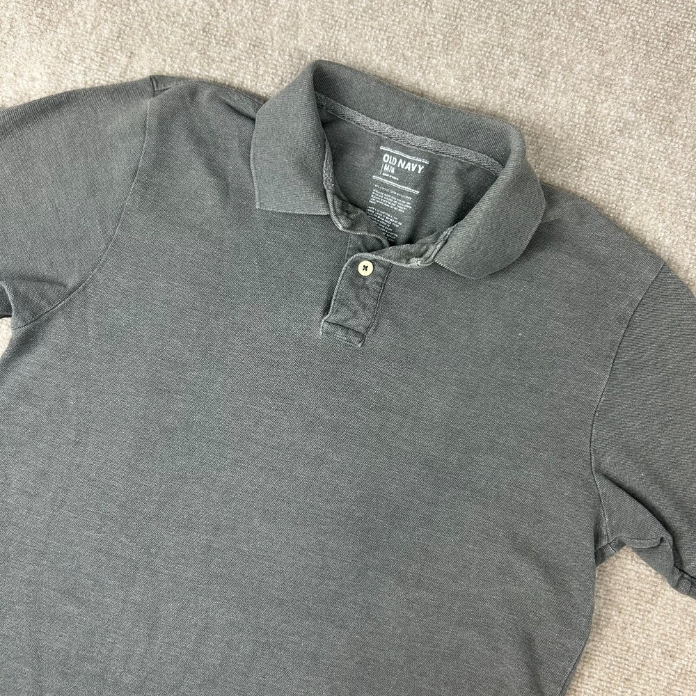 Old Navy Polo Shirt Mens Medium Heather Gray Cotton High Low Hem Golf Tennis